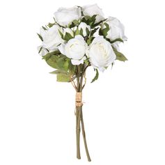 Bouquet de 15 roses blanches artificielles H 40cm
