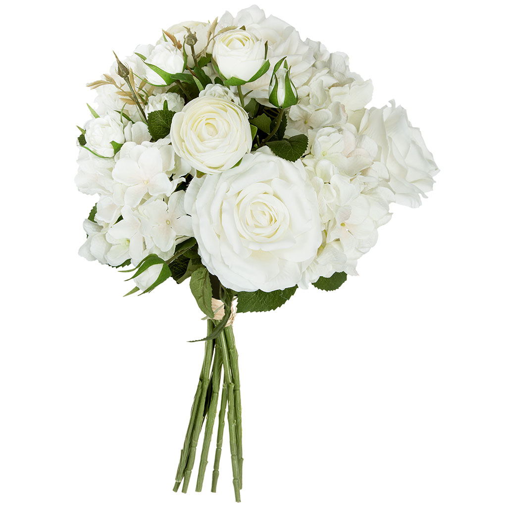 Bouquet de 18 fleurs blanches artificielles H 50cm - Centrakor