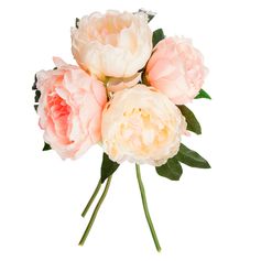 Bouquet de 4 pivoines roses artificiels H 30cm