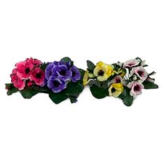 Bouquet de pensées 10 têtes polyester 14x21cm