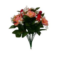 Bouquet de roses 13 têtes tergal 20x30cm