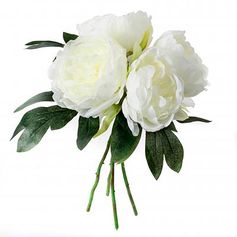 Bouquet déco 4 pivoines blanc H 30cm
