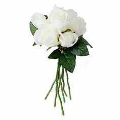 Bouquet déco 7 roses blanches H 30cm