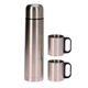 Bouteille isotherme et 2 tasses inox 1L