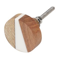 Bouton de meuble bois résine blanc