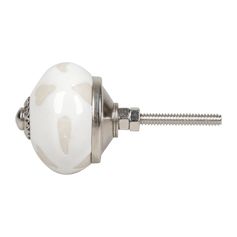 Bouton de meuble céramique beige gravé