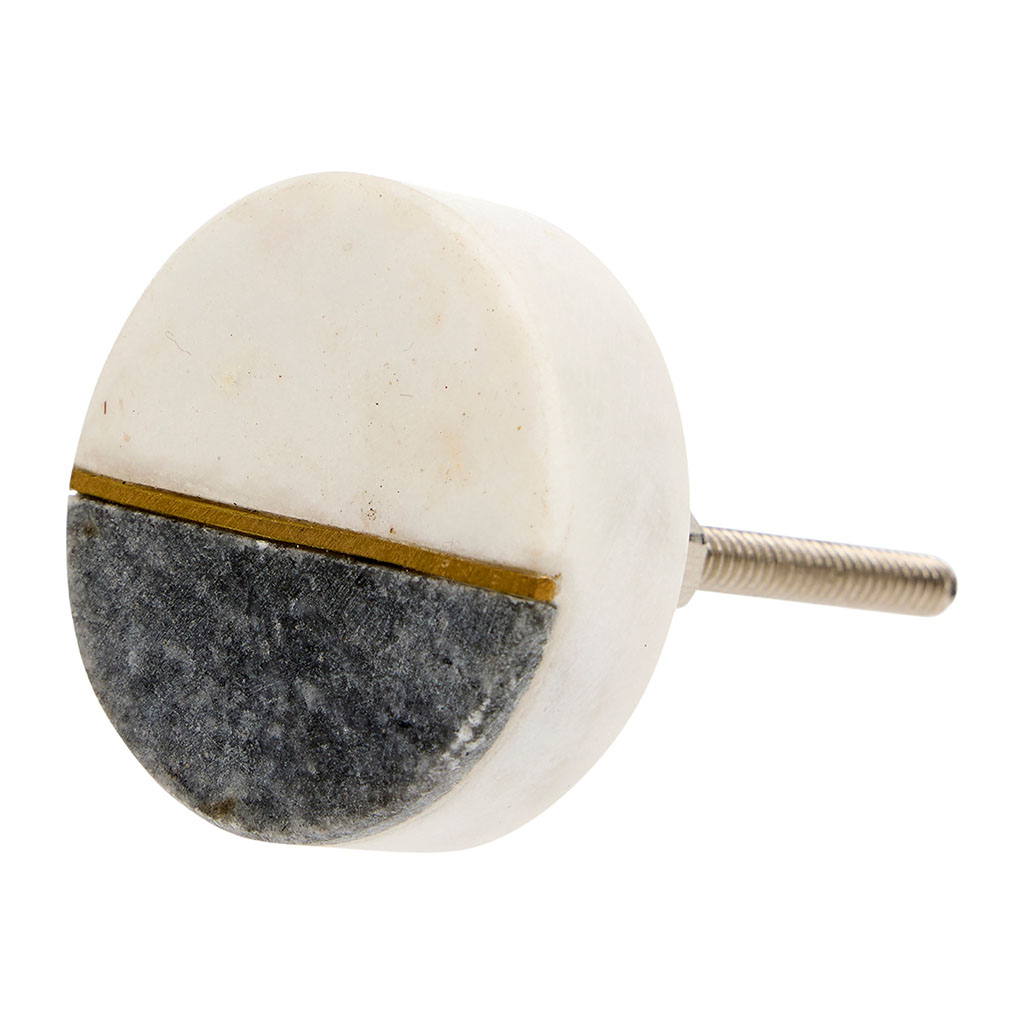 Bouton de meuble céramique disque granit bicolore