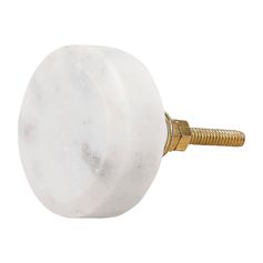 Bouton de meuble céramique disque pierre blanc