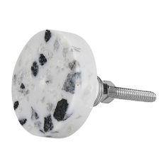 Bouton de meuble céramique disque terrazzo gris
