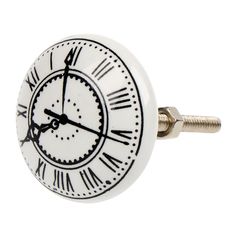 Bouton de meuble céramique horloge blanc