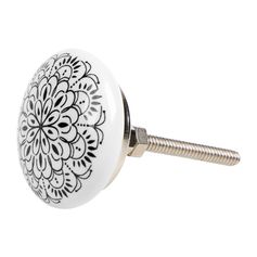 Bouton de meuble céramique mandala blanc