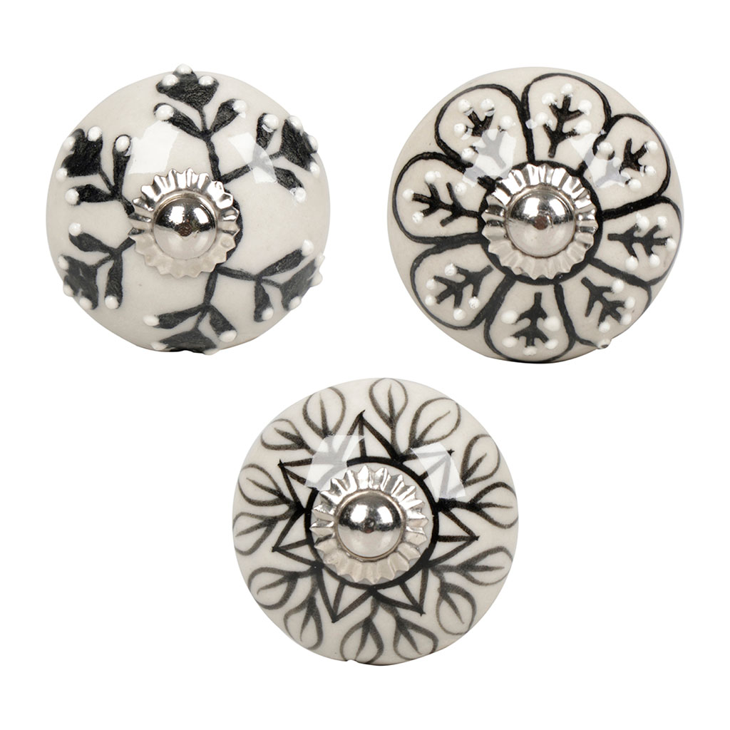 Lot De 08 Boutons De Meuble En Céramique Décorés Pour Armoires Et