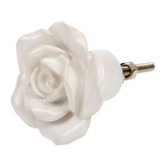 Bouton de meuble céramique rose blanc
