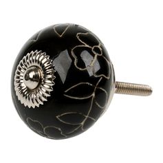 Bouton de meuble céramique végétal noir