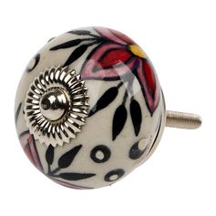 Bouton de meuble céramique végétal orange