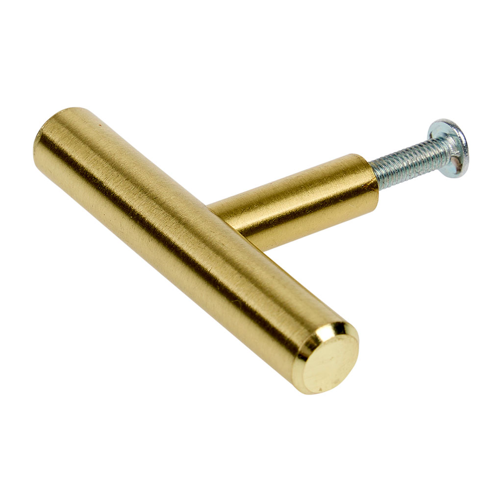 Bouton de meuble métal forme T doré