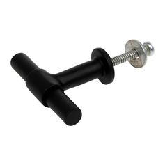 Bouton de meuble métal forme T noir