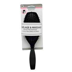 Brosse pneumatique pour démêlage et massage en plastique noir 25cm