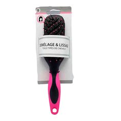 Brosse pour démêlage et lissage en plastique noire et fuchsia 24.5cm