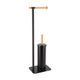 Brosse WC dérouleur papier métal noir et bois H69cm