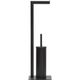 Brosse WC et dérouleur métal noir H 68cm