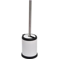 Brosse WC métal couvercle rabattable blanc 11x38.5cm