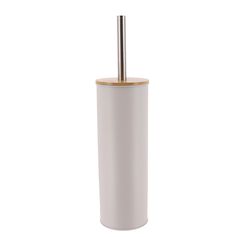 Brosse WC métal gris et bambou H 39.5cm