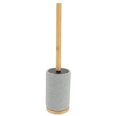 Brosse WC polyresine rond bambou gris 9.5x42.5cm