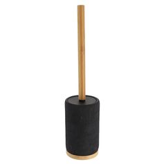 Brosse WC polyresine rond bambou noir 9.5x42.5cm