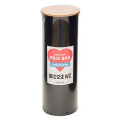 Brosse WC socle bois noire D 9.6x38cm