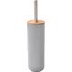 Brosse WC thermoplastique gris et couvercle bambou 9x37.2cm