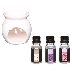 Brûle parfum et 3 huiles parfumées florales 8.5x8x7.5cm