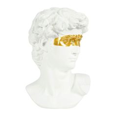 Buste décoratif blanc et doré en résine H 30cm