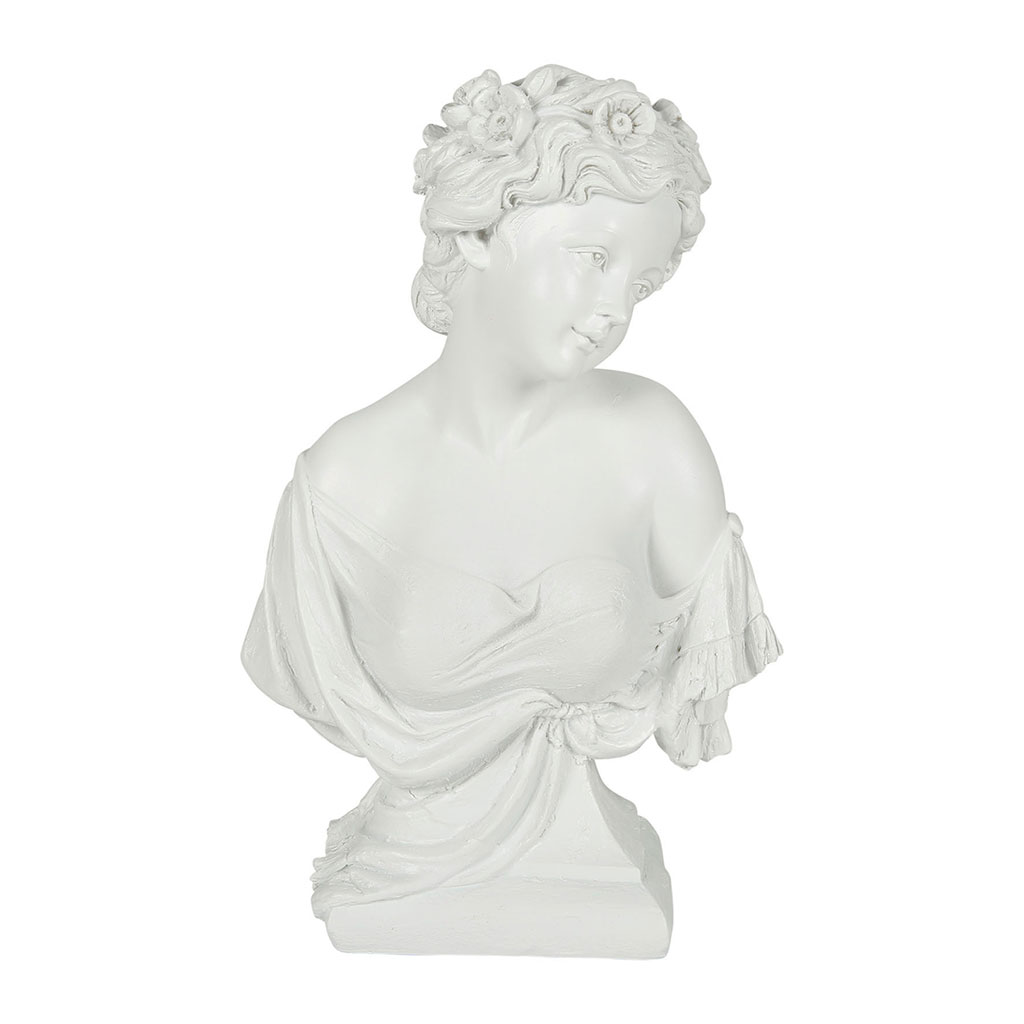 Buste décoratif de femme en résine blanche H 31cm