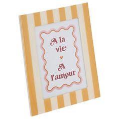 Cadre photo Cherry Chérie rayé jaune 18x23cm