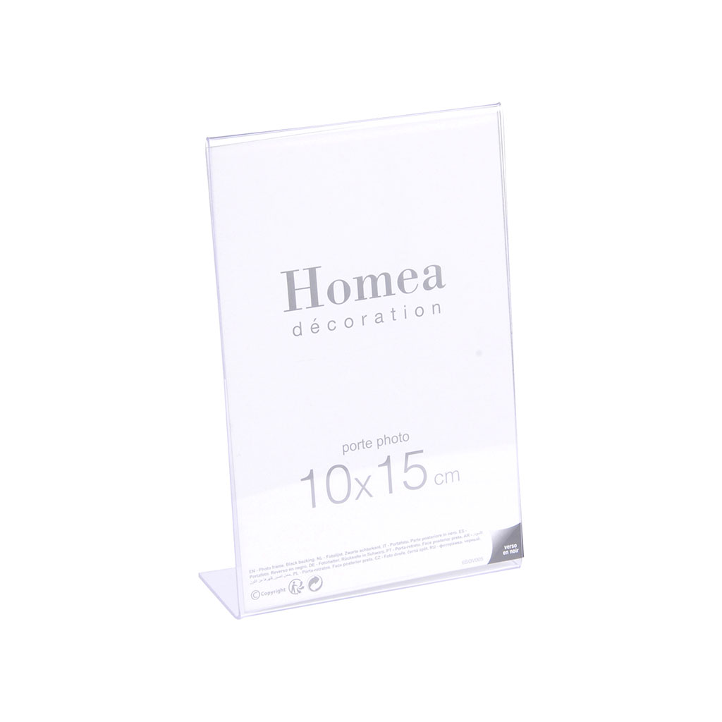 Cadre photo sous verre plastique transparent à poser format portrait 10x15cm