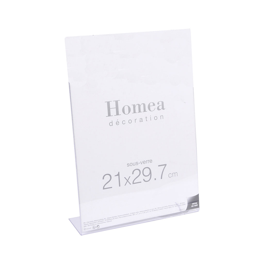 Cadre photo sous verre plastique transparent à poser format portrait 21x29.7cm