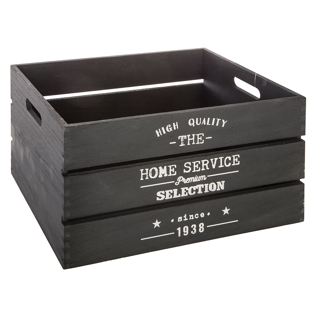 Caisse cagette FACTORY noire 34x24x18cm