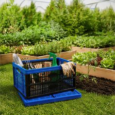 Caisse de rangement pliable bleue 32L