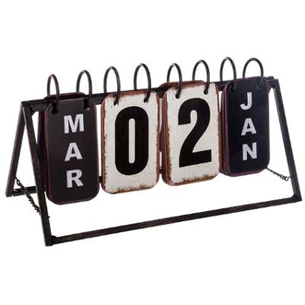 Calendrier style vintage en métal L 27cm