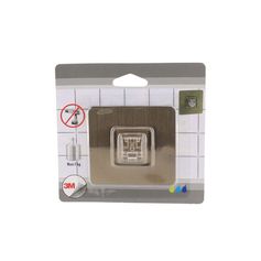 Carte avec crochet adhésif en plastique argenté 8x7.5cm