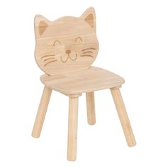 Chaise enfant chat PIA bois naturel 30x50x28cm