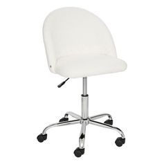 Chaise de bureau bouclette GEOS à roulettes blanc 57.5x89x54cm
