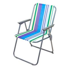 Chaise de camping pliable rayée 41x52x75cm