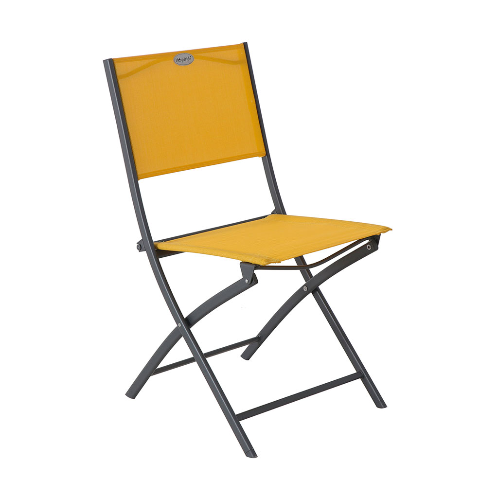 Chaise pliante MODULA acier moutarde gris 52x46x87cm HESPÉRIDE