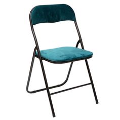 Chaise pliante velours bleu 44x45x79cm
