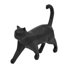 Chat décoratif résine 3D noir 14x13.5cm