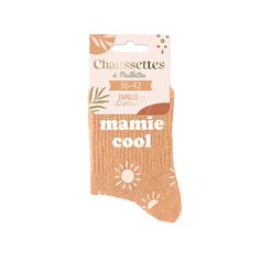 Chaussette à paillettes mamie cool orange 36-42