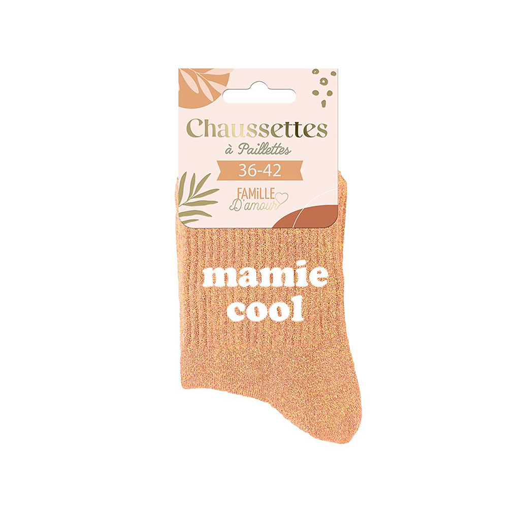 Chaussette à paillettes mamie cool orange 36-42
