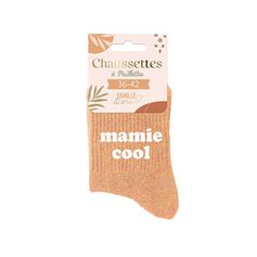 Chaussette à paillettes mamie cool orange 36-42